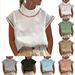 Women's Clothing Women's Spring And Summer Casual Solid Color Hollow Tops Casual High Collar Washed Cotton Lace Breathable T Shirt Women_ecoleips.com