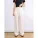 Suitable For All Seasons White Tencel Linen Narrow Wide-Leg For Women, Summer Thin Style With Elastic Waist, Lyocell Straight-Leg Casual Long_ecoleips.com