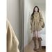Elegant Khaki Wool Blend Coat For Women – Loose Fit High Neck Long Sleeve Trench Coat With Belt Detail, Korean Style Winter Outerwear_ecoleips.com
