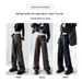 American Style PU Leather Women's Spring And Autumn New High Waist Draped Casual Straight Loose Suit Wide Leg Pants_ecoleips.com