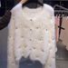 Women's Clothing Chunky Beaded Knit Sweater – Oversized Korean-Style Cardigan For Women_ecoleips.com