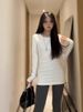 White Long Sleeve T-Shirt Women's Slim Fit Base Shirt Inner Wear Spring Autumn Winter Outerwear Hot Girl Top Poem Memory Lady_ecoleips.com