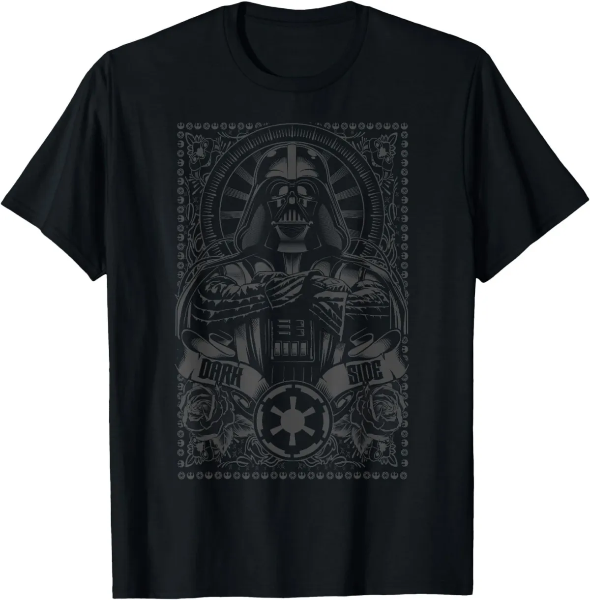 Women's T-Shirts Star Wars Dark Side Darth Vader Ornate Etching T-Shirt_ecoleips.com