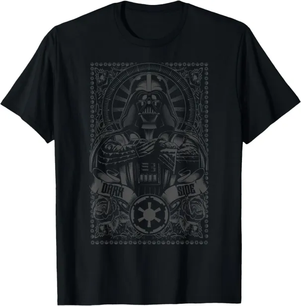 Women's T-Shirts Star Wars Dark Side Darth Vader Ornate Etching T-Shirt_ecoleips.com