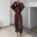 Women's Long-Sleeve Jumpsuit – Semi-Open Front & Elastic Waist (Straight-Leg, 6 Colors) | Casual Streetwear For Spring & Fall_ecoleips.com