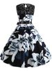 Lace Patchwork Floral Print Women Summer Dress Hepburn 50s 60s Elegant Vintage Dress Office Ladies A-Line Party Dresses Belt_ecoleips.com