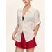 Women's Summer Linen Short-sleeve Shirt Top, French Style, High-end, Loose, White, Trendy Blouse_ecoleips.com