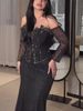 Women's Clothing Spring And Summerwomen's Clothing Sexy Inner Cape Mesh Hot Diamond Ball Evening Dress_ecoleips.com