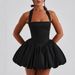 Women's Clothing Sexy Waist Slimming Puffy Skirt Halter Neck Lace Up Dress_ecoleips.com