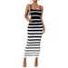2026 New Women's Fashion Sexy Striped Strap Slimming Long Dress_ecoleips.com