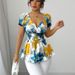 Women's Slim Fit Tie-Dye Pullover Top - Deep V-Neck Holiday Shirt (Summer Style, Lightweight & Comfortable_ecoleips.com