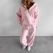 Women's Casual Hooded Sweatshirt With Pocket & Jogger Pants Set - Comfortable Streetwear Two-Piece Outfit (S/M/L/XL,)_ecoleips.com