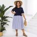 Women's Clothing New Large Size Women's Clothing Knitted Round Neck Splicing Striped Fat MM Waist Dress_ecoleips.com