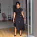 Women's Clothing Elegant Round Neck Dress Style With Button Details Irregular Slit Hem Pleated Hem For Formal & Casual For Women_ecoleips.com