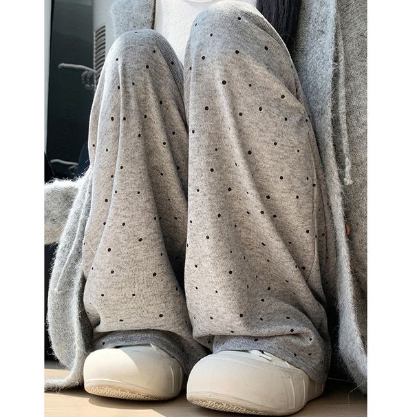 Women's Clothing Relaxed Lazy Polka Dot Casual Pants For Women Spring Loose And Comfortable Straight Simple Sports Wide Leg Pants_ecoleips.com