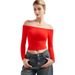 Women's Clothing Autumn Fashion Sexy Long Sleeved Off Shoulder Crop Top Women's Pullover T-Shirt Streetwear Style_ecoleips.com