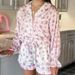 European And American Autumn Soft Loose Satin Printed Long Sleeve Shorts Pajama Two-Piece Set Cross-Border New Home_ecoleips.com