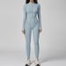 Color Block Women's Bodysuit Stand Up Collar Half Zip High Intensity Fitness Yoga Sportswear Nylon_ecoleips.com
