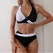 Women's Sexy Color-Block Bikini Swimsuit Set Two-Piece Fresh Cute Style American Design For Vacation_ecoleips.com