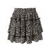 American Style Sexy Leopard Print Double Layer Cake For Women 2025 Summer Elastic High Waist Slimming Puffy A-line Short_ecoleips.com