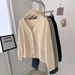 European American Style Korean V-neck Button-up Cardigan Jacket For Women, Spring And Autumn, Solid Color, Loose Fit,_ecoleips.com
