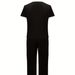 Women's Clothing Summer Women's Fashion Set Letter Print Short Sleeve Top And Drawstring Pants For Formal & Casual For Women_ecoleips.com