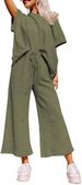 Women's Clothing Women's Solid Color Textured Casual Suit Style Sportswear Loose Short Sleeve Trousers Fashion Set_ecoleips.com