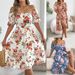 2026 Spring/Summer European And American Floral Off-Shoulder Short-Sleeve Ruffle A-Line Vacation Dress_ecoleips.com