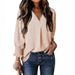 Women's V Neck Long Sleeve Loose Shirt Casual Blouse Top American Style Autumn Winter New_ecoleips.com