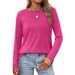 Women's Clothing Oversized Long-Sleeve Round Neck T-Shirt – Soft Cotton Blend Casual Top For Fall & Winter_ecoleips.com