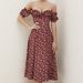 Cross-border European And American Women's Fashion 2025 New Summer Short-sleeve Slit Floral Off-shoulder Strapless_ecoleips.com