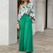 Women's Clothing New Product Summer Loose Fit Oversized Casual Printed Shirt Top Wide Leg Pants Two-piece Set_ecoleips.com