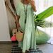 Women's Casual Short Sleeve Dress Asymmetrical Neck Cotton Linen Solid Color_ecoleips.com