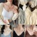 Women Sleeveless Tank Tops Solid Color Korean Version V Neck Slim Fashion Lace Stitching With Chest Pad Camisole_ecoleips.com