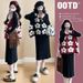 Autumn Winter New Korean Fashion Open Button Beaded Heart Vest 2-Piece Knitted Maternity Dress_ecoleips.com