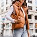 Women's clothing cotton-padded vests, jackets, stand-up collar hooded warm cotton zippered casual vests_ecoleips.com