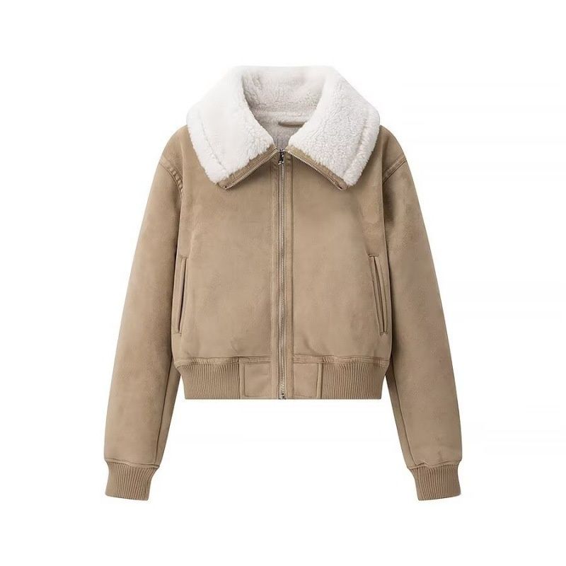 Aria Basics ZRAZ Wholesale Foreign Trade European And American Style New Women's Fashion Versatile Chic Fur-Lined Jacket Coat_ecoleips.com