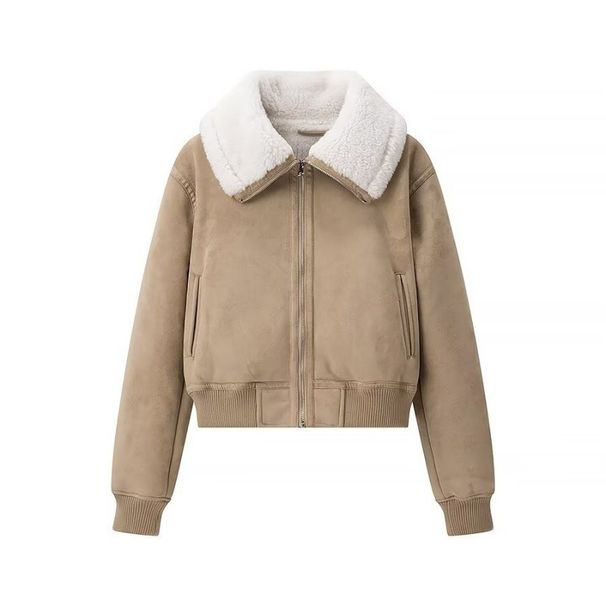 Aria Basics ZRAZ Wholesale Foreign Trade European And American Style New Women's Fashion Versatile Chic Fur-Lined Jacket Coat_ecoleips.com