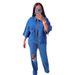 Trendy Distressed Denim Shirt & Jeans Set - Casual Streetwear Two-Piece Outfit For Men & Women (Blue/Light Blue, M/L/XL/XXL)_ecoleips.com