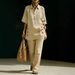 Women's Casual Loose Fit Two Piece Set Short Sleeve Shirt And Long Pants Summer Comfort Breathable Fabric Daily Wear Outfit_ecoleips.com