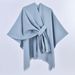 K New Women's Warm Cloak Simple Double-sided Solid Color Split Outerwear Shawl_ecoleips.com