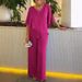 Women's Clothing Solid Color V Neck Irregular Hem Large Size New Casual Suit_ecoleips.com