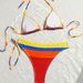 Women's Clothing Women's Candy Colored Striped Two Piece Swimsuit Open Back Fresh Bow Bikini Set Beach & Pool Ready_ecoleips.com