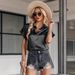Silky Satin Short-Sleeve Shirt – Luxe Polyester Button-Up Blouse With 3d Print (Oversized Fit, Breathable, Multi-Color Options For Women)_ecoleips.com