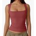 Women's Clothing Slim Fit Square Neck Vest Top - Breathable & Stretchy For Casual & Layering_ecoleips.com