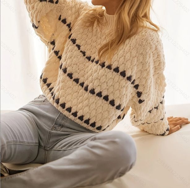 Women's Fashion Knit Sweater – Oversized Round Neck Pullover (Apricot, S-XL, Winter & Autumn Essential)_ecoleips.com