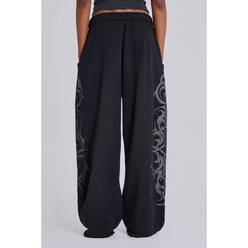 Women's Clothing Retro Street Style Loose Wide Leg Sweatpants Trendy Print Casual Trousers Fashion_ecoleips.com