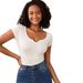 Voya Summer New Women's High Waist Exposed Belly Button Rolled Edge Pure Cotton Short T-shirt Short Sleeved Ins Slim Fit Top_ecoleips.com