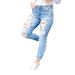 Women's Clothing New Light Colored Skinny Pants Long Ripped Jeans Women's Street Wear Mid Waist Skinny Pants_ecoleips.com