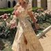 Women's Clothing Printed French Floral Backless Slim Sling Slit Dress_ecoleips.com